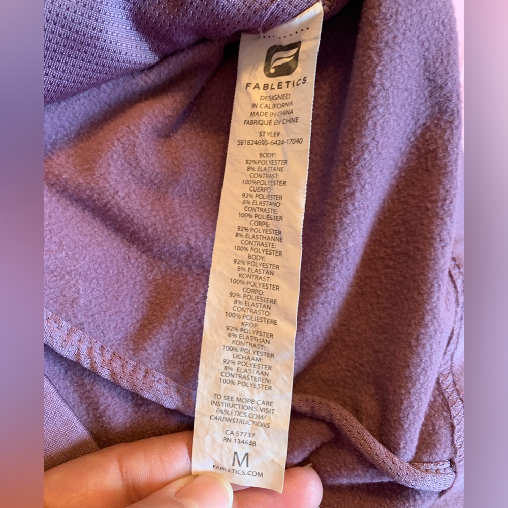 Fabletics zip up jacket w/hood. Purple. Size M. - Picture 8 of 9